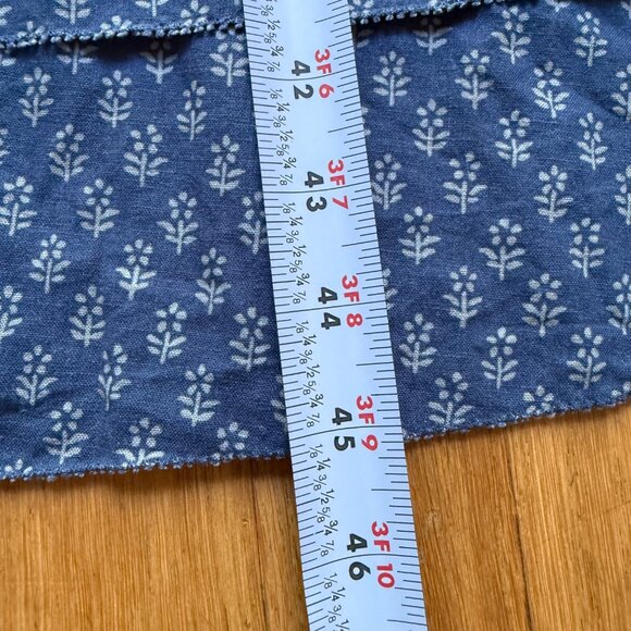 Faherty Size Small Blue Floral Print Linen Blend Sleeveless Pintucked Midi Dress - Picture 12 of 15